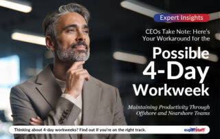 A CEO is thining. Image caption reads: CEO take Note: Here's Your Workaround to a Possible 4-Day Workweek.