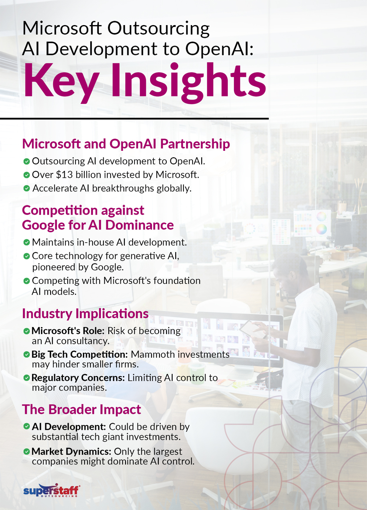 A mini infographic outlines key insights on the effects of Microsoft reportedly outsourcing AI development.