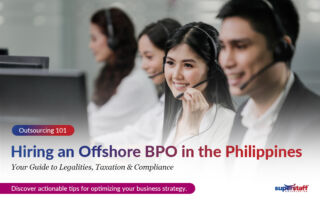 SuperStaff customer service reps attend to calls. Image caption reads: Hiring an Offshore BPO in the Philippines