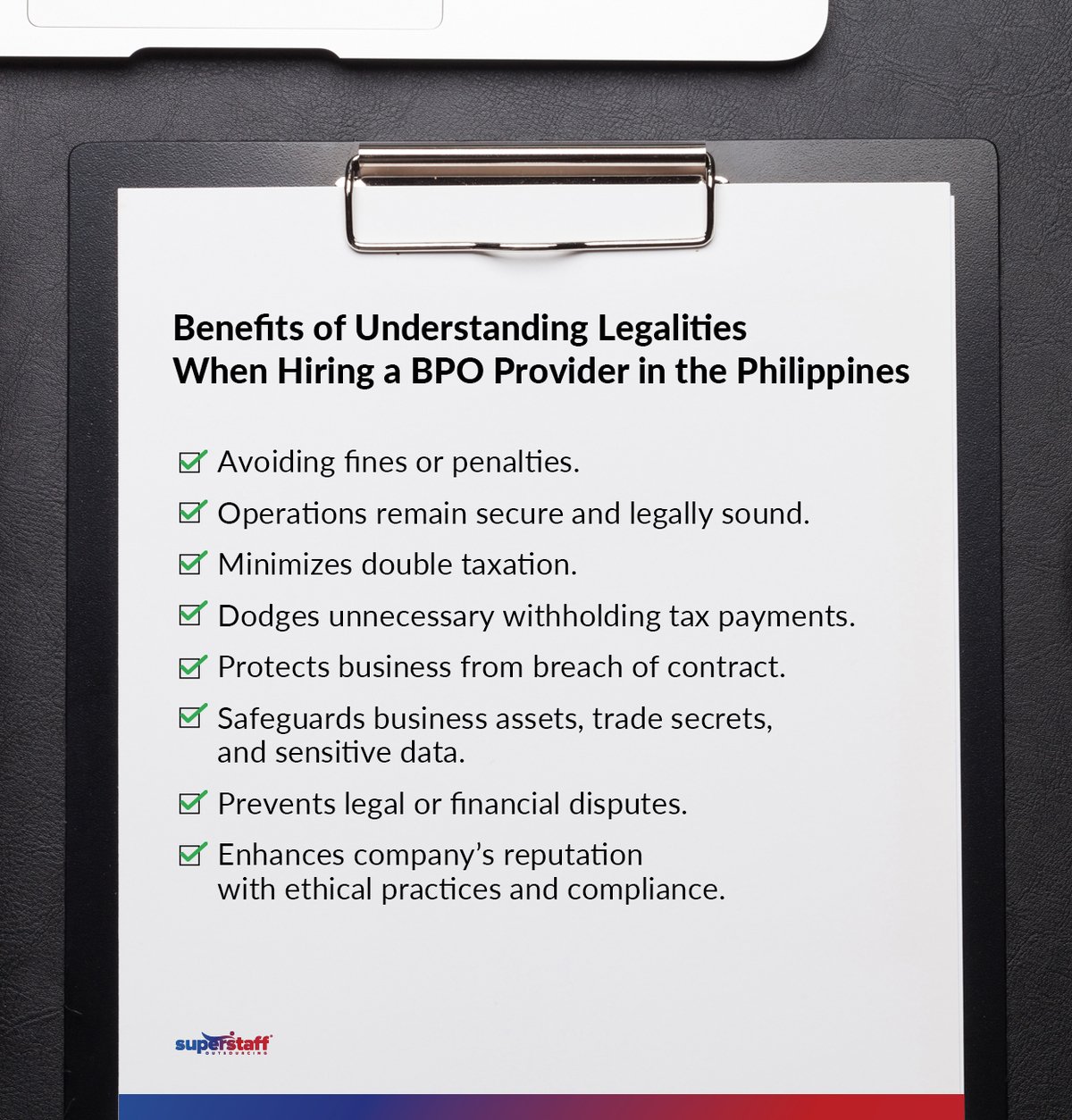 A mini infographic outlines benefits of knowing basic labor laws when offshoring to the Philippines.