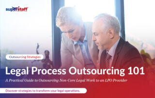 Two lawyers discuss about legal outsourcing services.