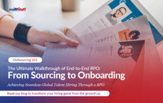 Pile of resumes. Image caption reads: The Ultimate Walkthrough of End-to-End RPO