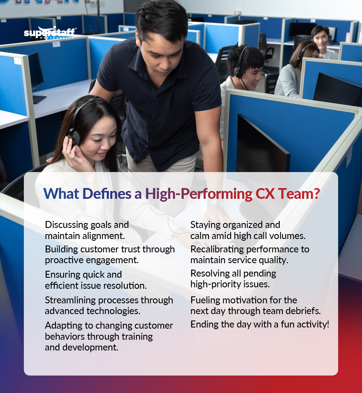 An infographic showing what defines a top-notch customer experience team.