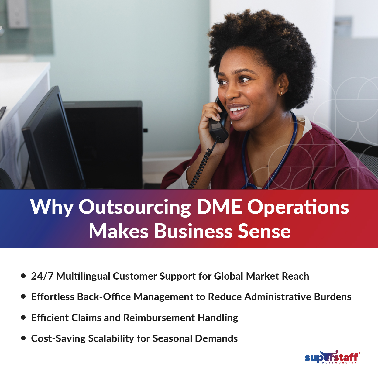 An infographic showing how outsourcing helps the durable medical equipment industry.