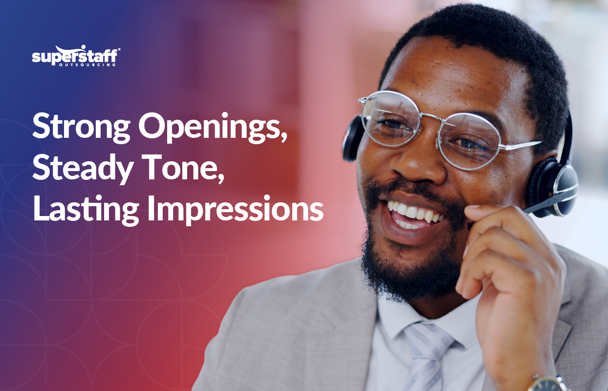 The featured image of the blog, focusing on how to sound confident on the phone. The image shows a happy customer service agent with the title or slogan of the blog.