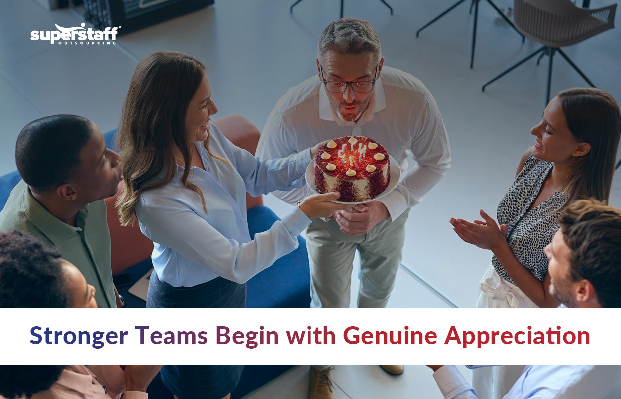 The featured image for the employee appreciation blog. It shows the header and employees gathering.