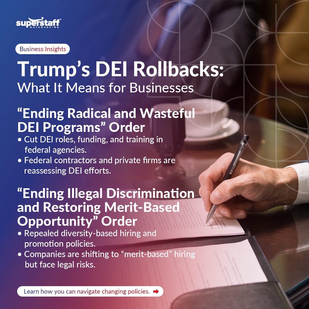 A mini infographic shows Trump's DEI rollbacks