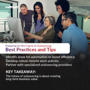 Mini infographic about best practices and tips for embracing outsourcing trends