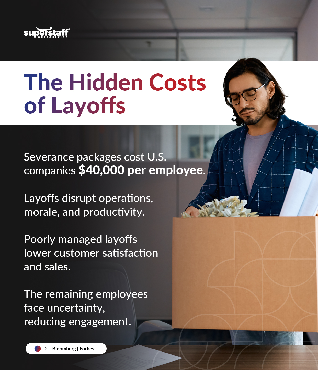 A mini infographic showing the hidden costs of layoffs. There are essential insights within the photo.