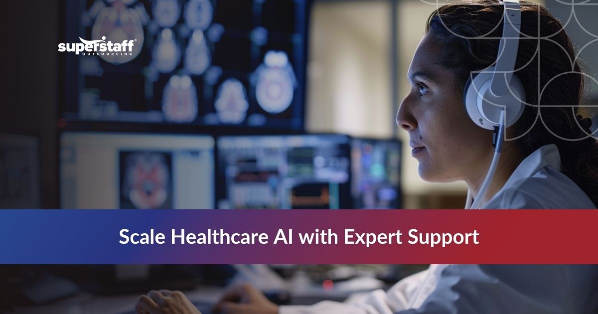 AI in Healthcare_Featured Healthcare BPO agent with headset and AI support text