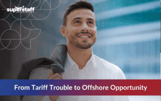 Employee in modern offshore staffing solutions center