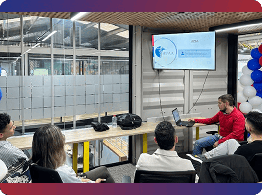 Team collaboration in a BPO Colombia office 