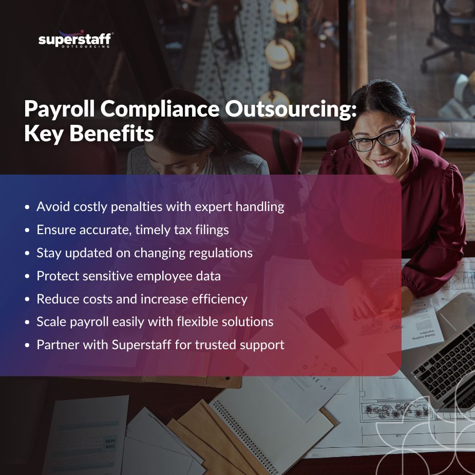 Infographics about the benefits of payroll compliance outsourcing