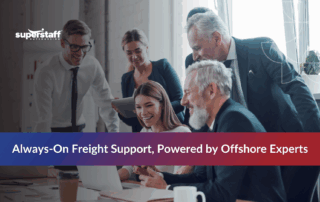 Logistics team in office coordinating shipments, representing top maritime logistics providers with 24/7 support