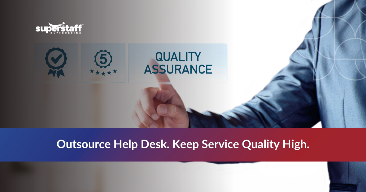 Help Desk Support Shift_Featured Graphic explaining help desk outsourcing benefits, highlighting the transition, solutions, and SuperStaff's expertise.