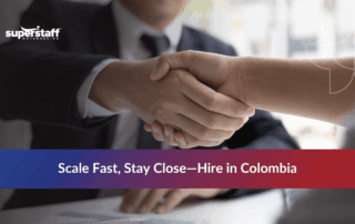 Hands shaking symbolizing a strategic decision to hire workers from Colombia for nearshoring support