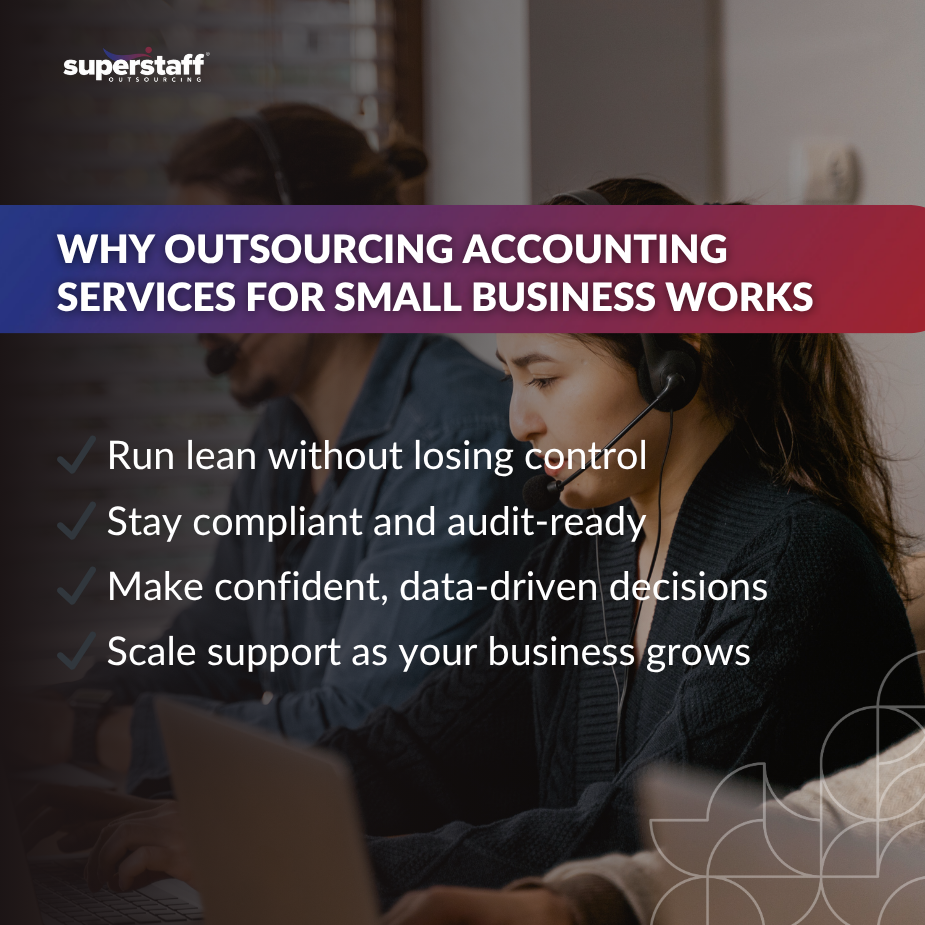 Two professionals discussing why outsourcing accounting services for small business can enhance growth and compliance.