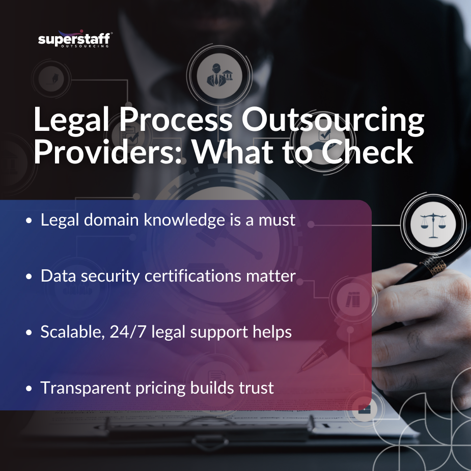 List of things to consider for legal process outsourcing providers
