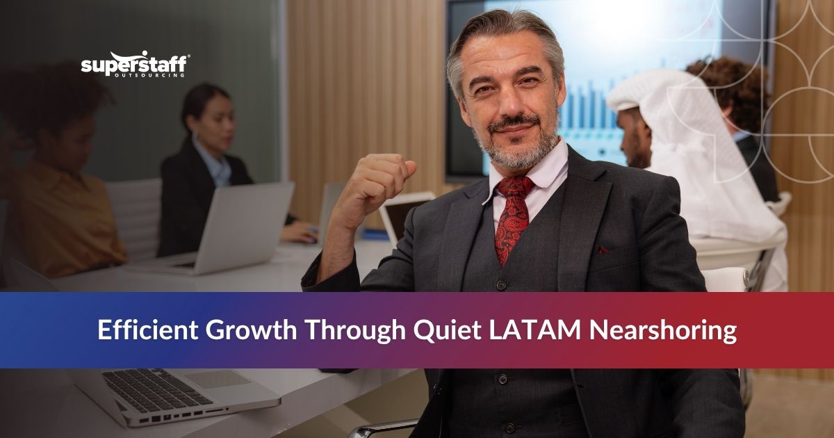 Business team discussing outsourcing in Latin America strategy