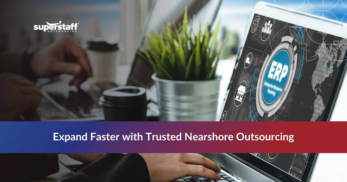 Business Expansion_Featured Laptop displaying ERP system dashboard, representing nearshore outsourcing solutions.
