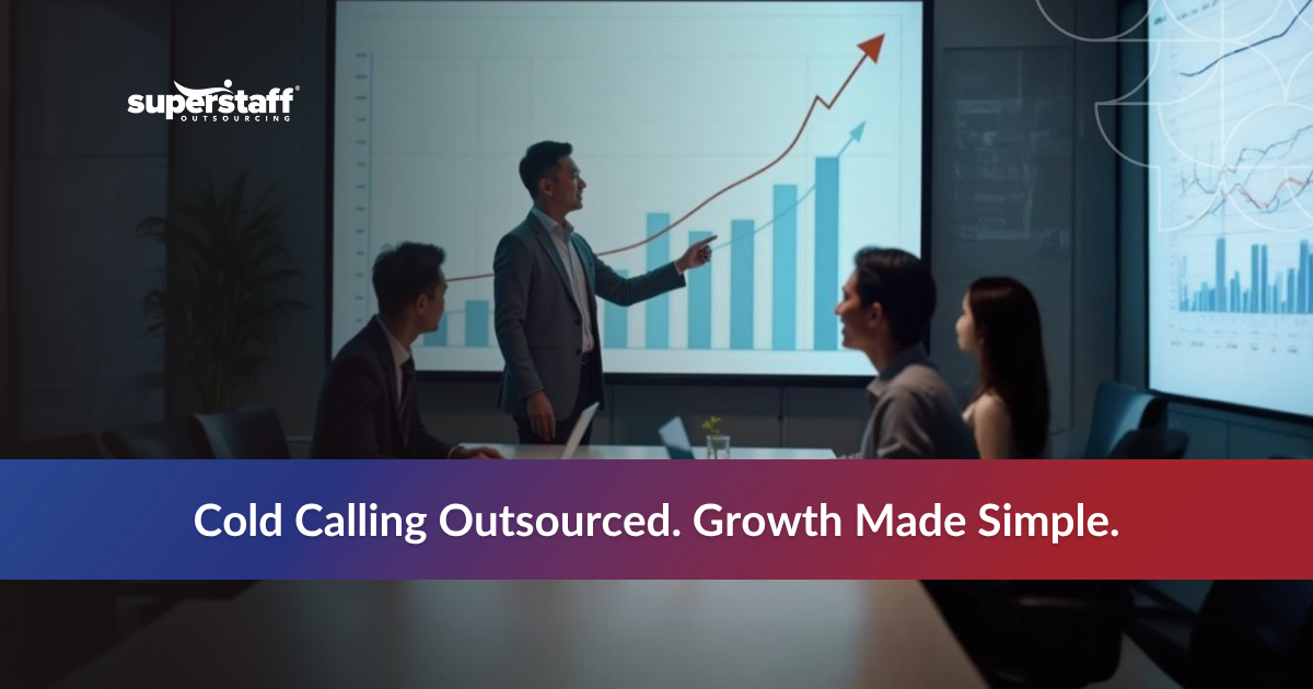 Cold Call _Featured Professional showcasing benefits of cold calling outsourcing in a vibrant graphic with key advantages listed.