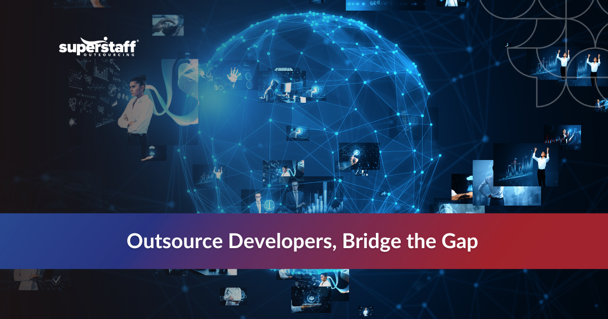 Developer Gap_Featured Global network connections symbolizing outsourcing solutions to the software developer shortage