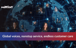 Remote employees across borders collaborating during Customer Service Week 2025 to strengthen customer loyalty through outsourced support.