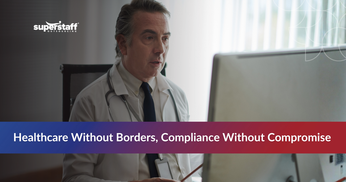 Healthcare worker managing patient information while ensuring healthcare data compliance.