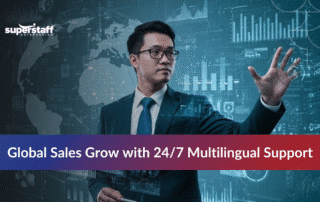 Customer service agents providing 24/7 multilingual support for international e-commerce businesses.