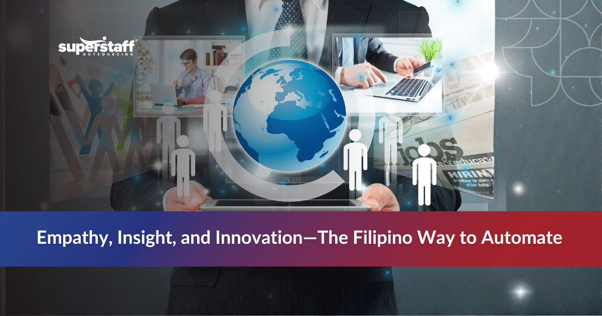 Global connections representing Philippines virtual assistant services combining human intelligence and automation
