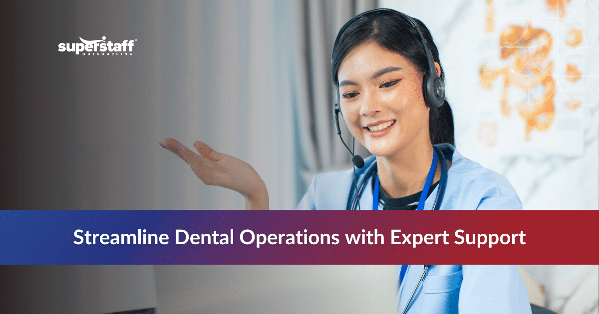 Outsourced dental staff working on administrative and billing support for a dental practice