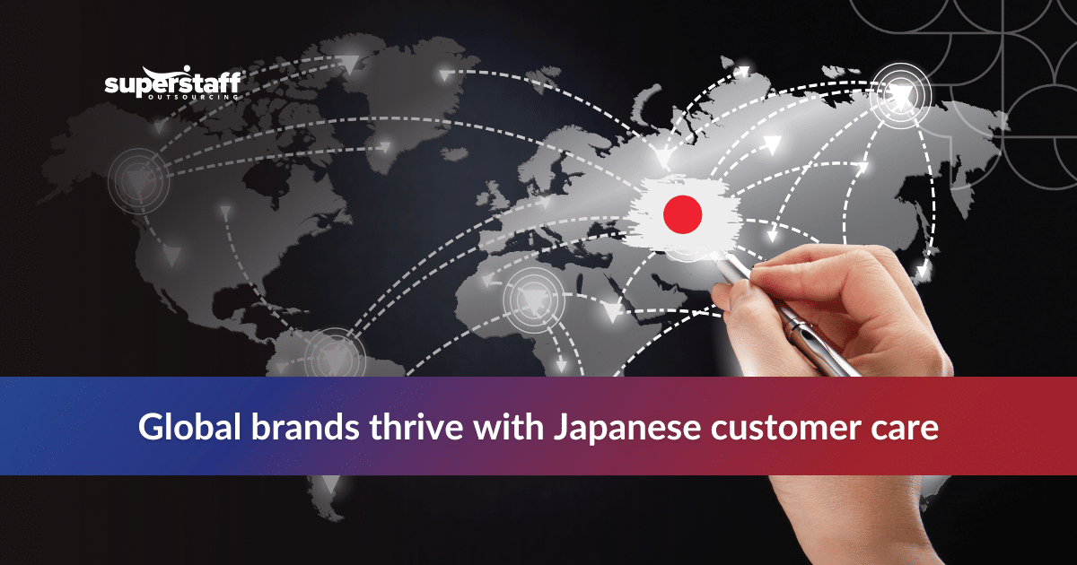 Japanese Customer Support_Featured Business infographic showing global trends highlighting the rise of Japanese customer support and outsourcing benefits.
