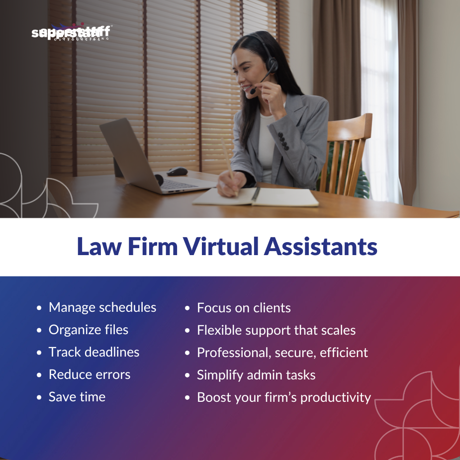 Attorney working efficiently with the help of a law firm virtual assistant handling admin tasks.