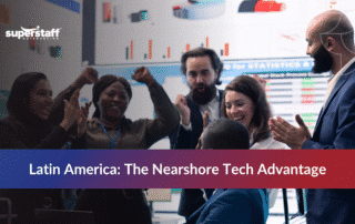 Developers collaborating through nearshoring to Latin America to drive innovation in the global technology sector.