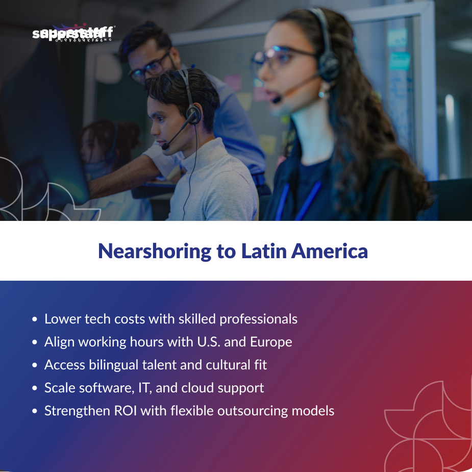 Developers collaborating through nearshoring to Latin America to drive innovation in the global technology sector.