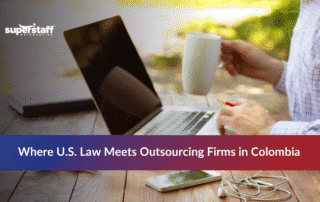 Legal professional working at a desk for a Colombian outsourcing firm