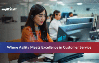 Call center agent providing customer service support for scalable offshore operations