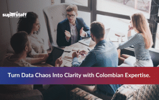 Colombian BPO team working collaboratively on data science projects