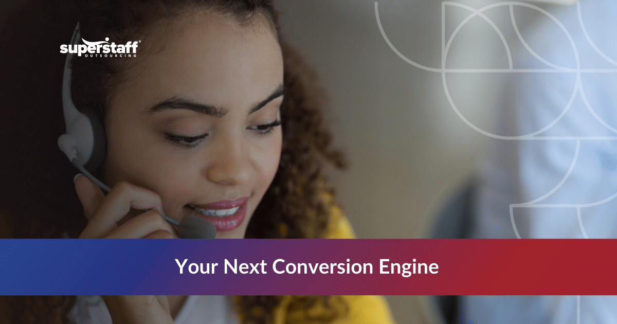 Sales agent making calls as part of outbound call center outsourcing