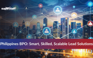 Global connection graphic representing B2B lead generation outsourcing in the Philippines for building networks and driving business growth.