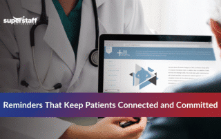 Doctor discussing health information with a patient as part of medical appointment reminders.