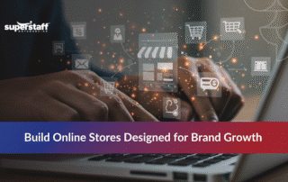 Custom ecommerce development services benefits with shoppers using branded online store platform
