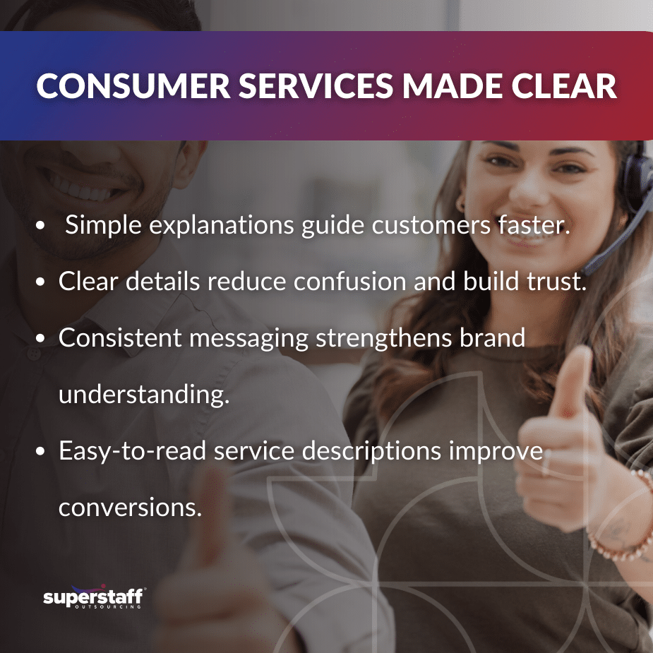 Clear services create stronger customer decisions_MI Visual illustrating a consumer services description for clarity