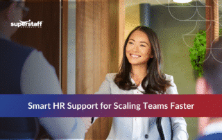 Professional HR manager demonstrating hr outsourcing examples during team consultation meeting