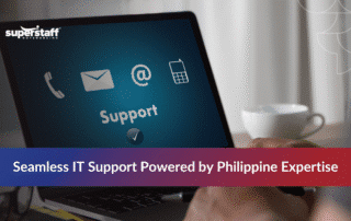 Business professionals networking with digital connections overlay, highlighting benefits of outsourced IT help desk services