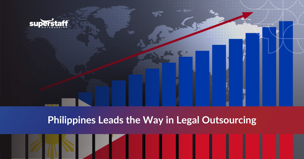 Bar graph with globe in the background representing global growth of legal process outsourcing services in the Philippines.