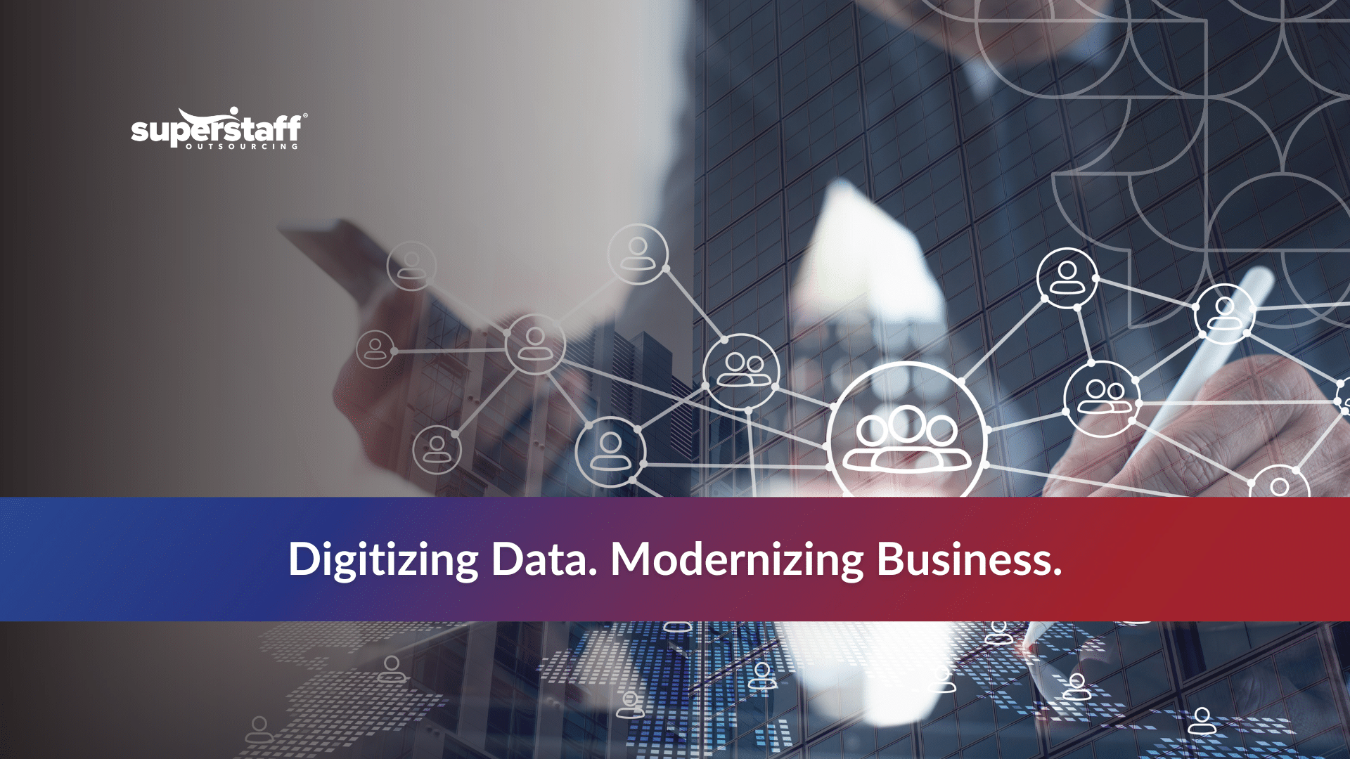 Power Modernization Projects_Featured (1) Business professional using data entry BPO services with network connections and digital interface