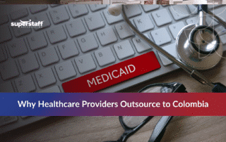 Medicaid keyboard with stethoscope representing outsourcing medical care administrative healthcare services
