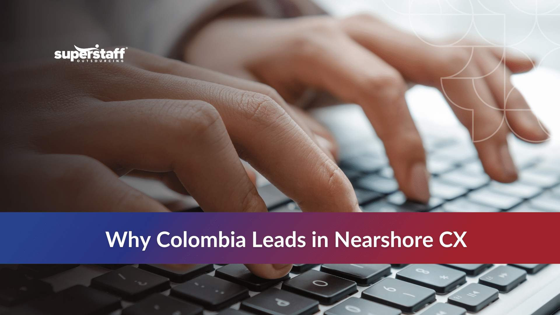 Colombian call center agent typing, illustrating call center nearshore support