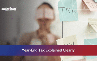 Year-end tax webinar illustration showing tax documents and guidance